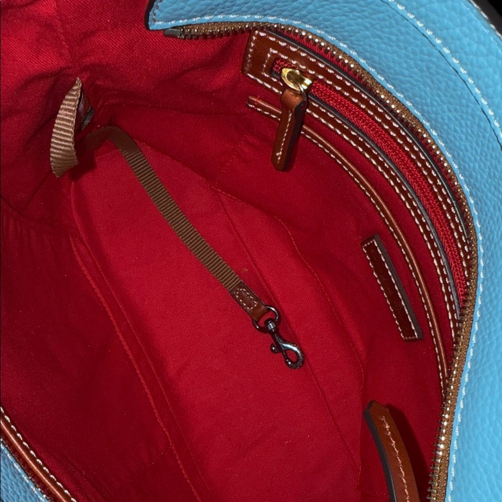 Dooney & Bourke Blue & Tan Leather Tote Bag LIKE NEW - Picture 7 of 15